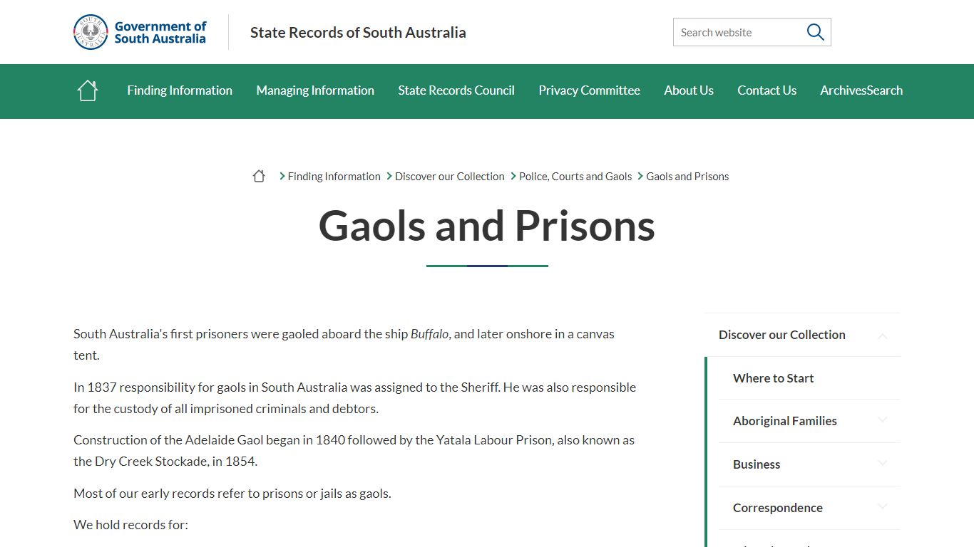Gaols and Prisons | State Records of South Australia