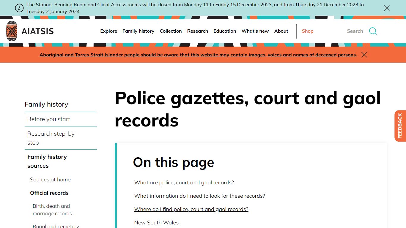 Police gazettes, court and gaol records | AIATSIS